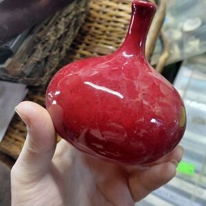 Vintage Global Views 4" Red Vase Short Opening Red